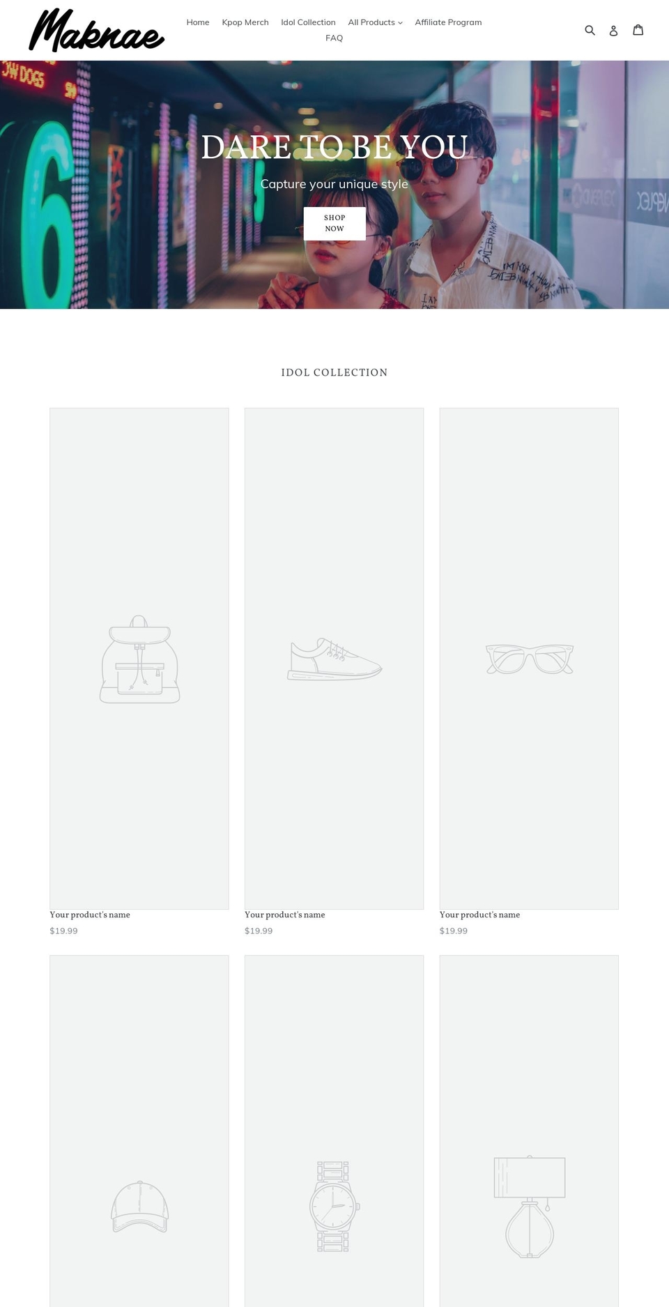 maknaeclothing.com shopify website screenshot