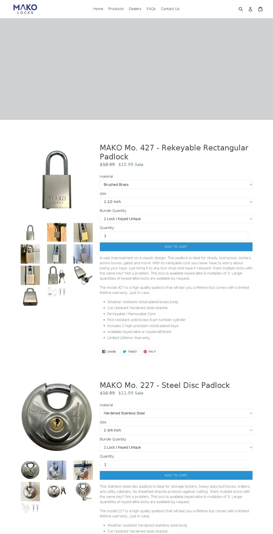 makolocks.com shopify website screenshot
