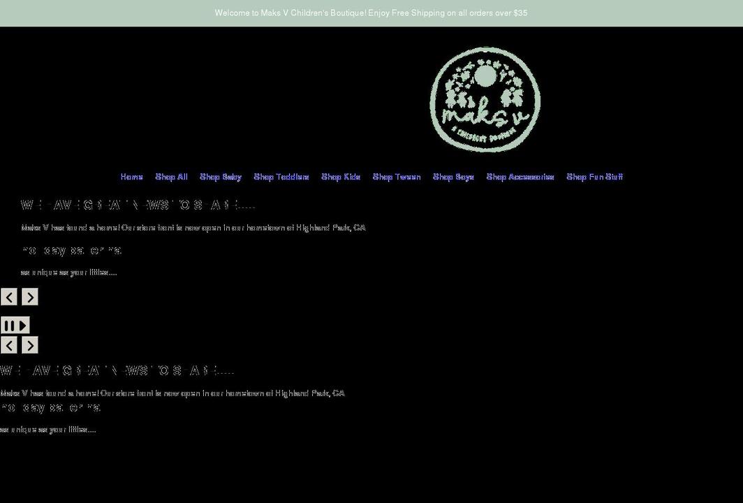 maksvchildrensboutique.com shopify website screenshot