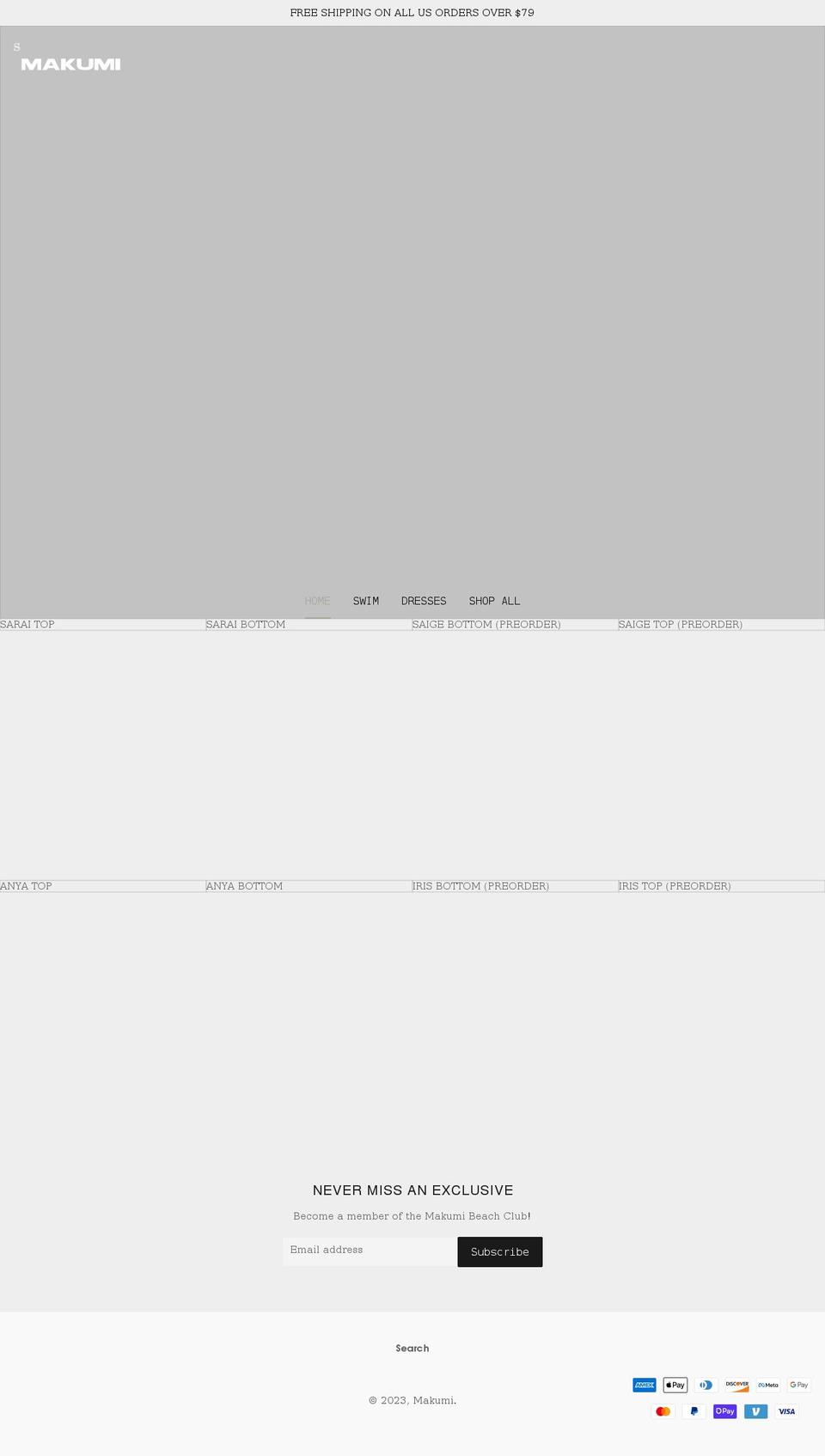 makumilabel.com shopify website screenshot