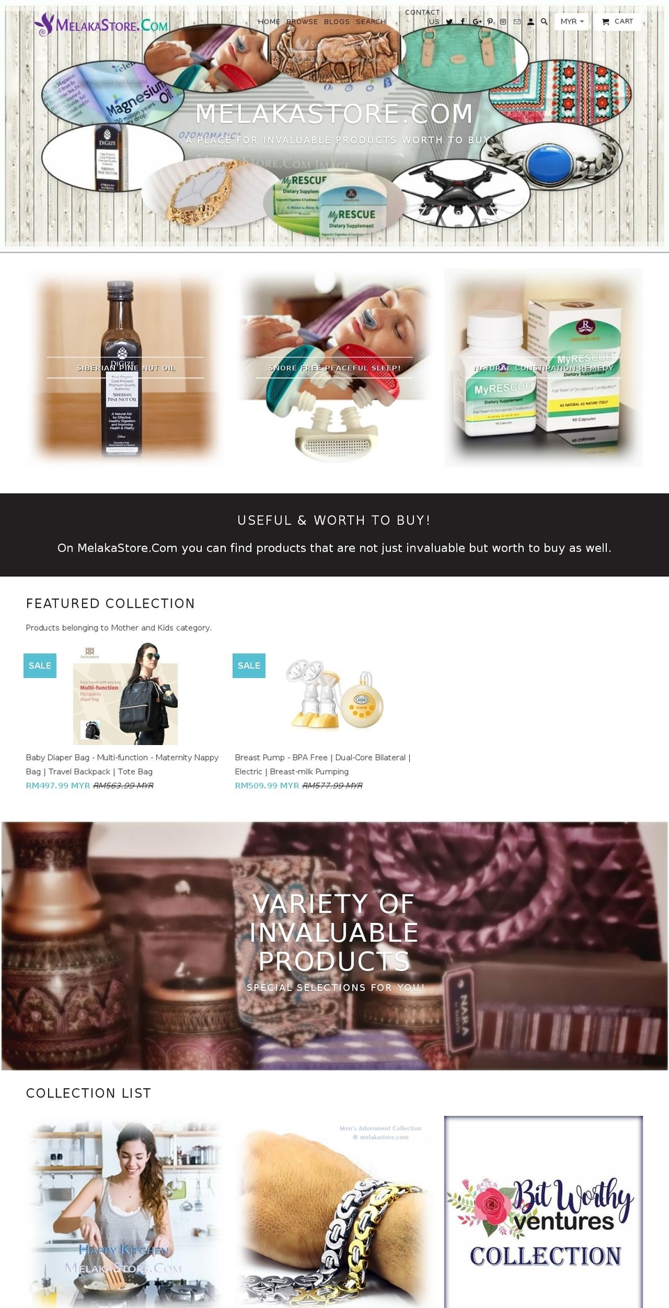 malaccastore.com — Shopify storefront screenshot