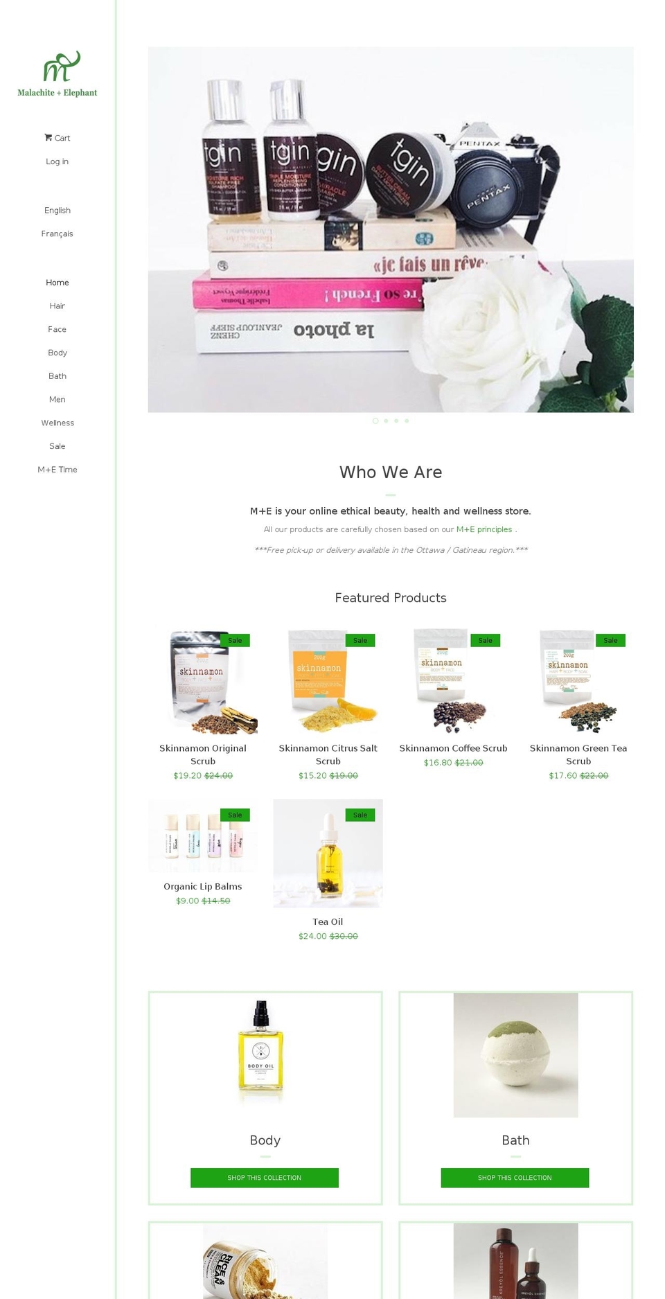 malachite-elephant.com shopify website screenshot