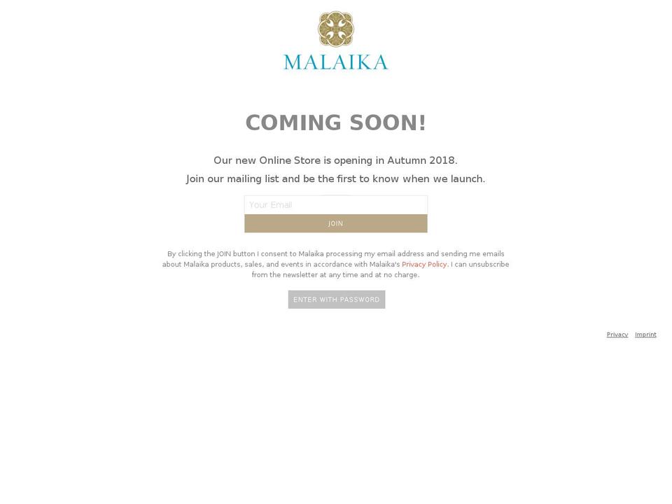malaika-store.com — Shopify storefront screenshot
