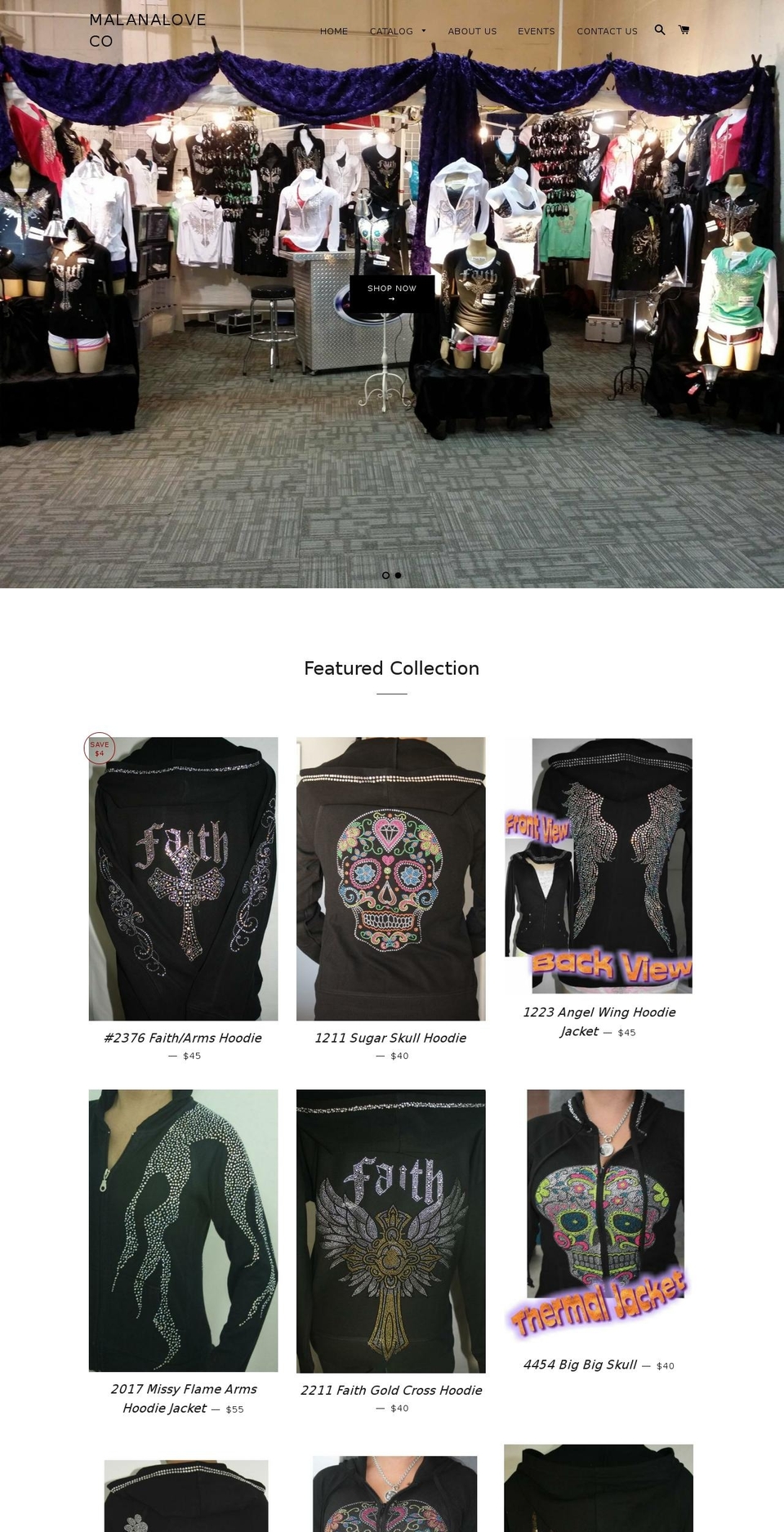 malanalove.com shopify website screenshot