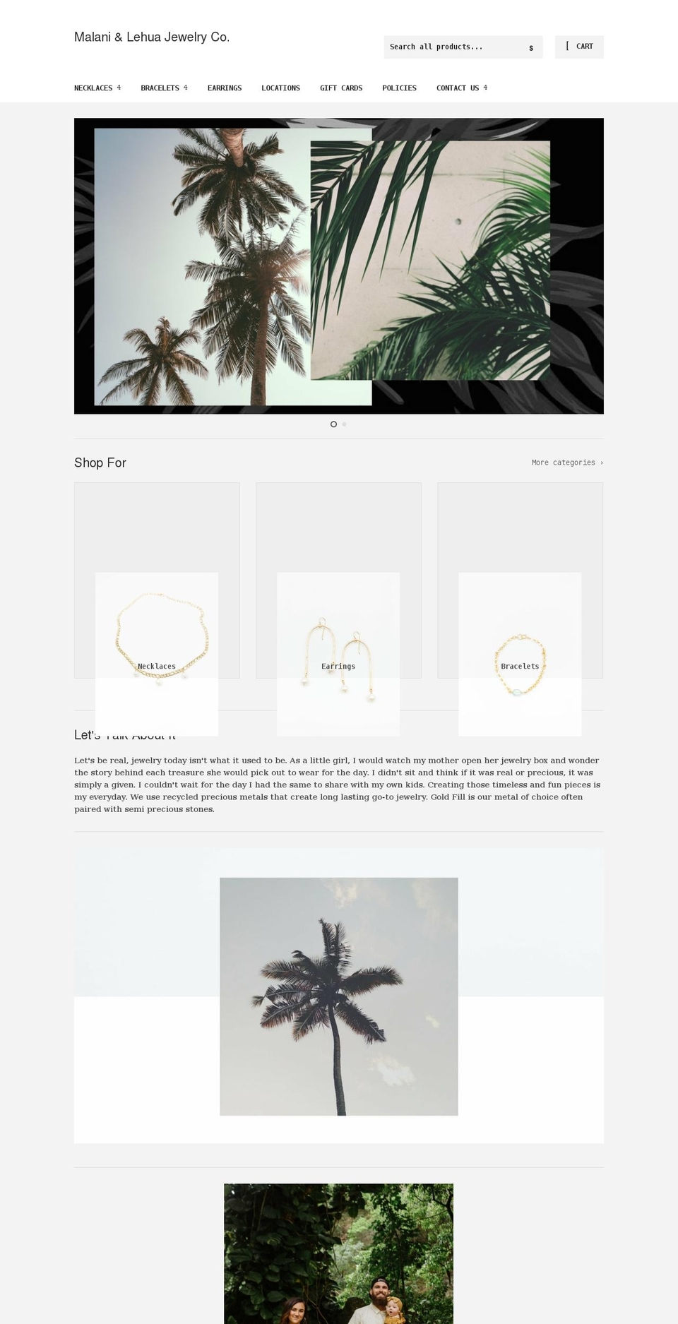 malanilehuajewelry.com shopify website screenshot