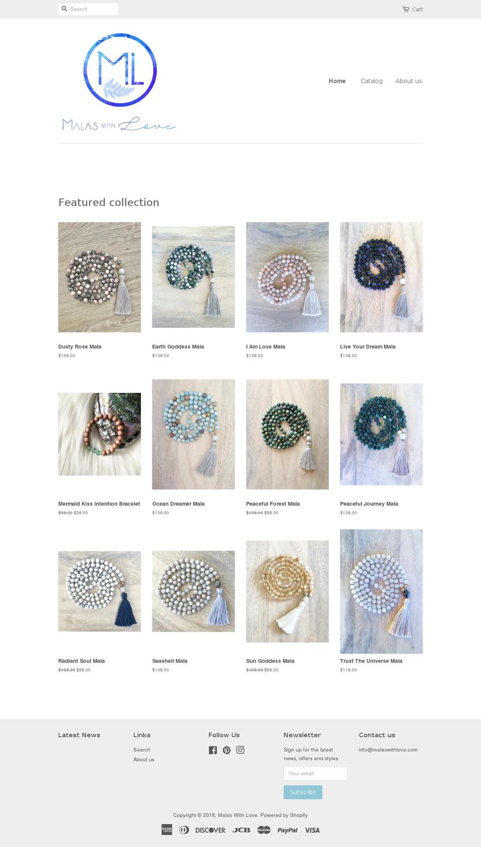 malaswithlove.com — Shopify storefront screenshot