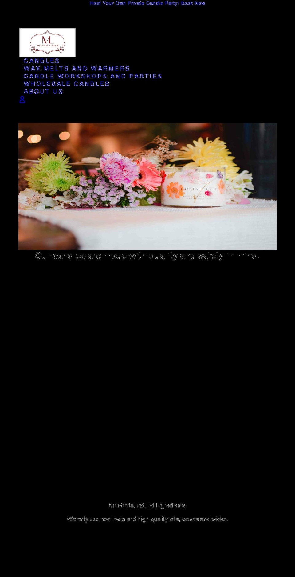 malaysianlightscandles.com shopify website screenshot