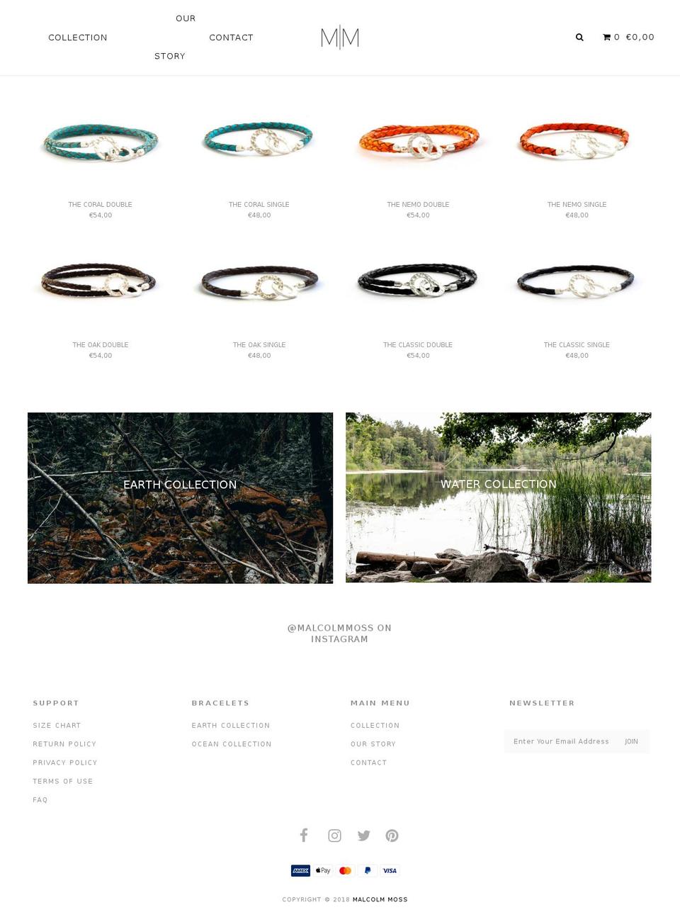 malcolmmoss.com — Shopify storefront screenshot