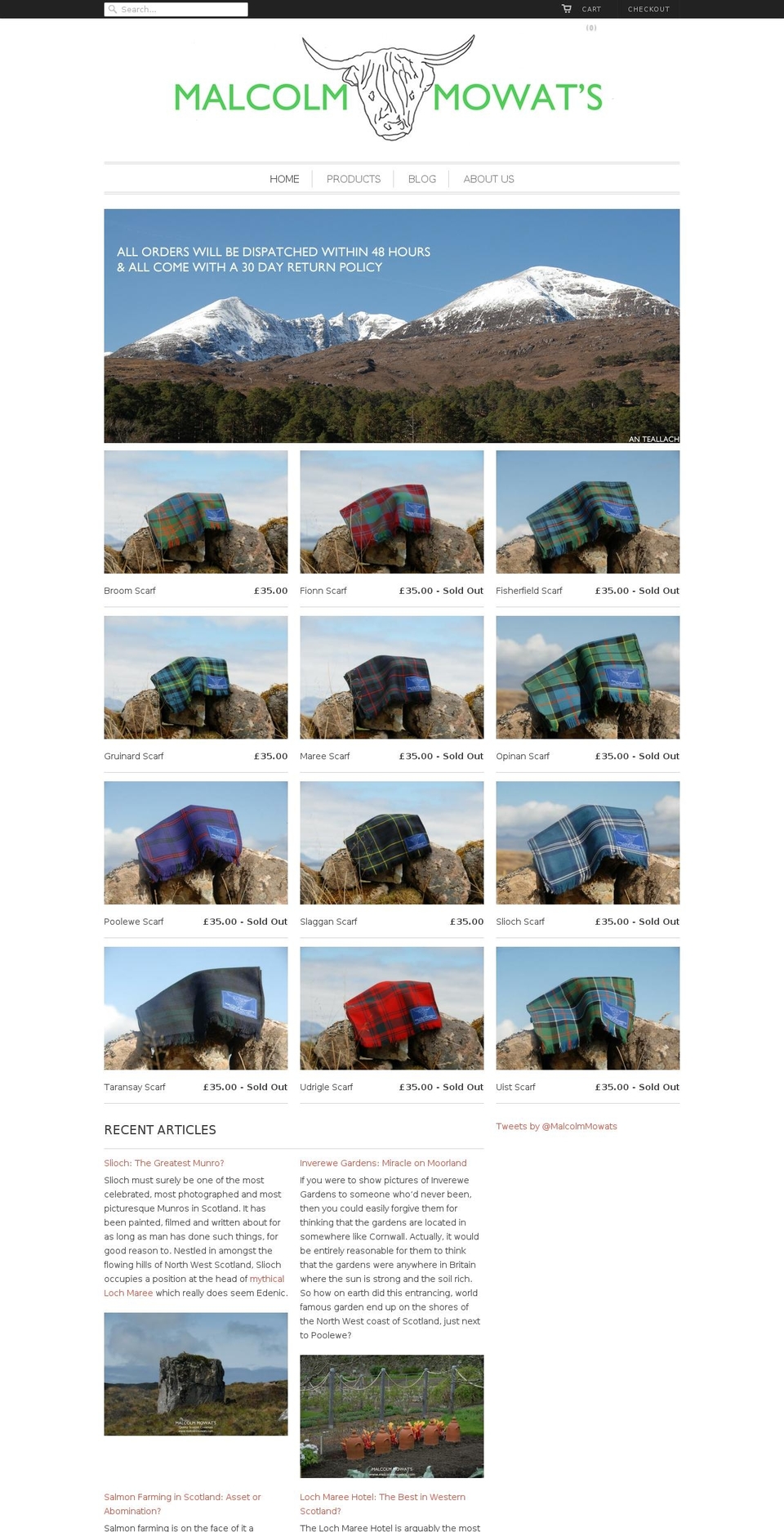 malcolmmowats.com shopify website screenshot
