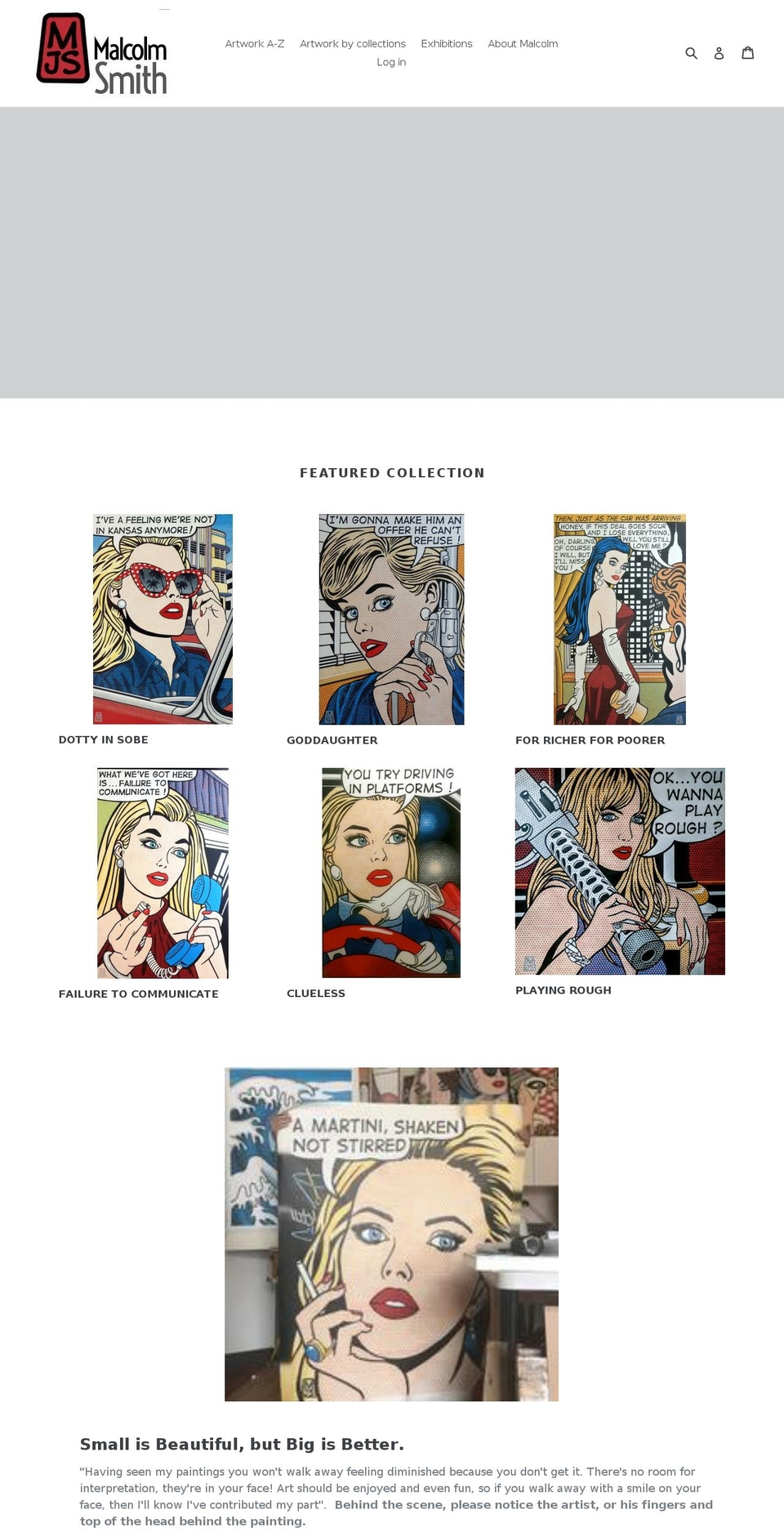 malcolmsmithart.com shopify website screenshot