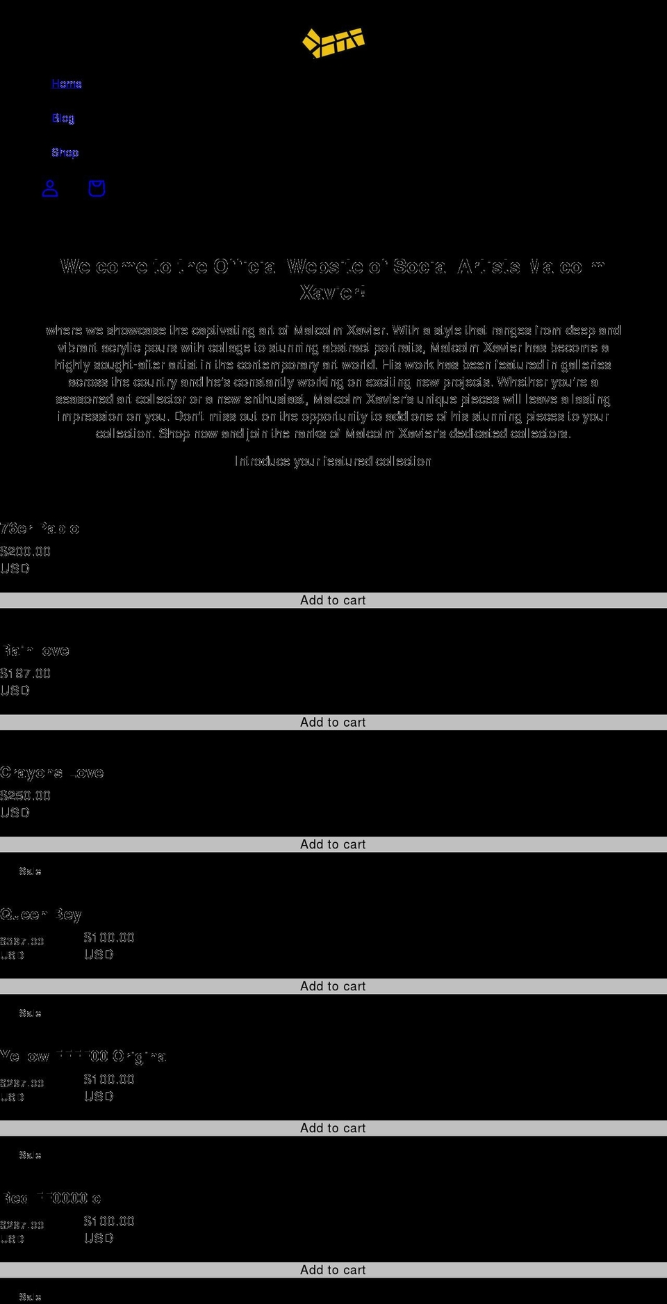 malcolmxavier7.com shopify website screenshot