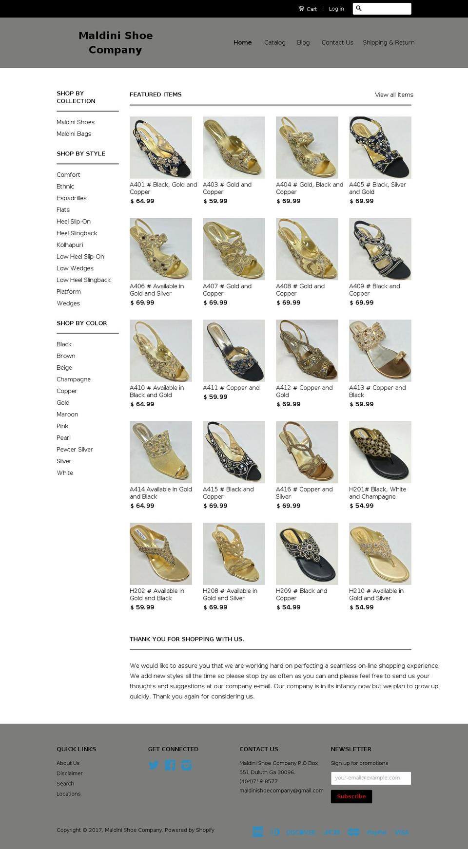 maldinishoecompany.com shopify website screenshot
