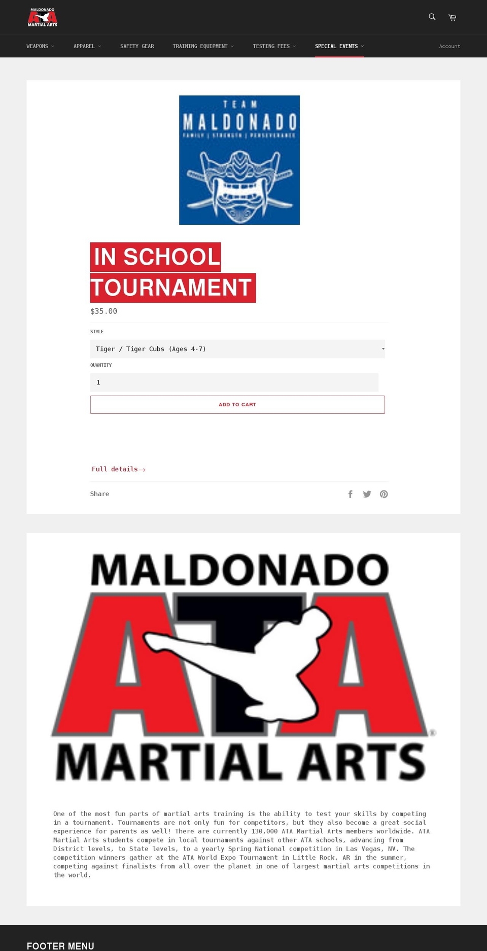 maldonado-martial-arts.myshopify.com shopify website screenshot