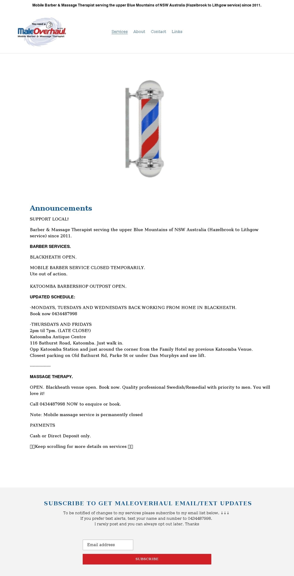 maleoverhaul.com.au shopify website screenshot