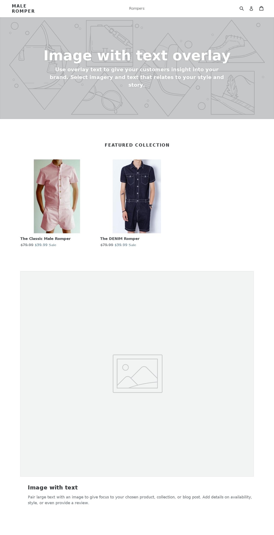 maleromper.myshopify.com shopify website screenshot