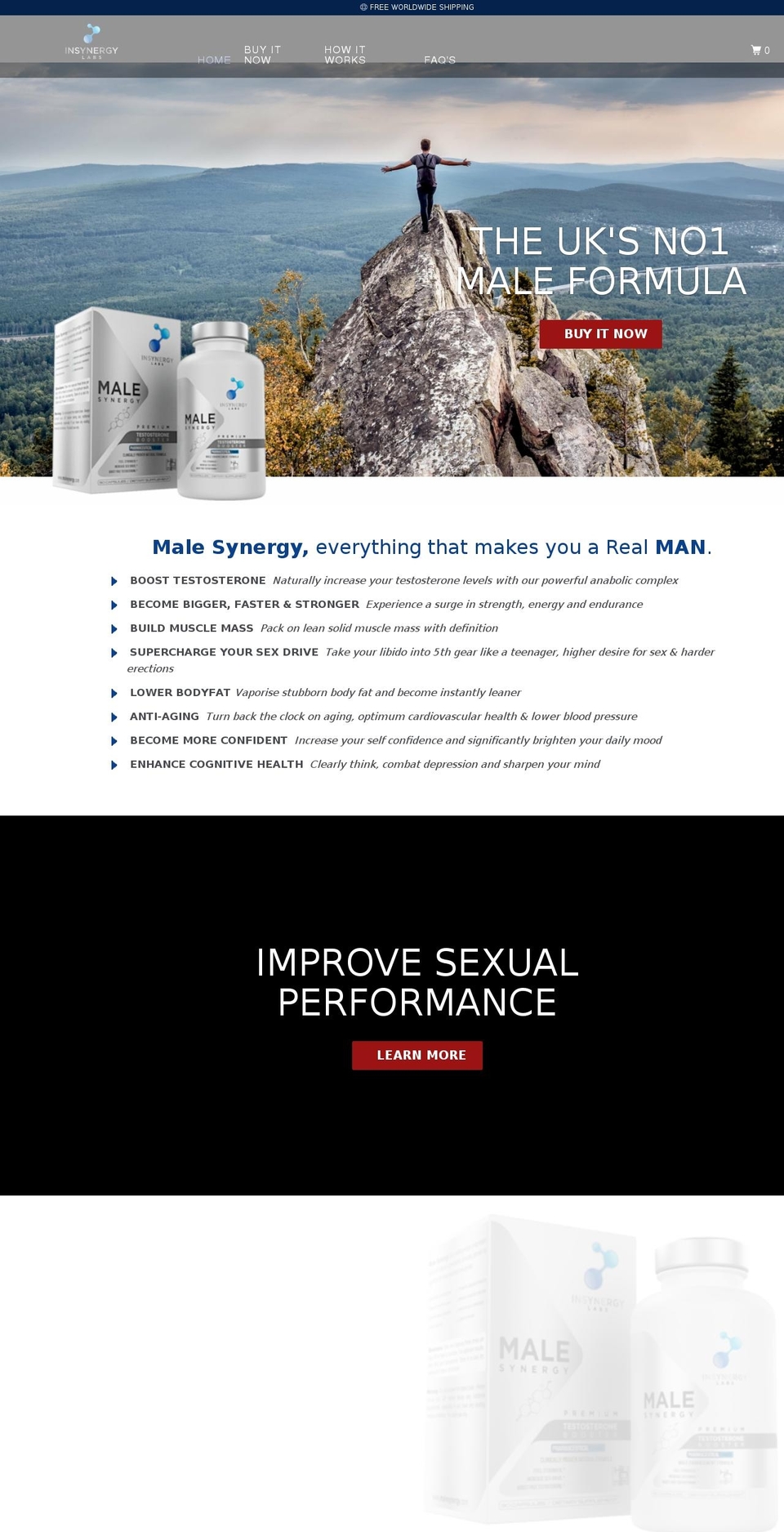 malesynergy.com shopify website screenshot