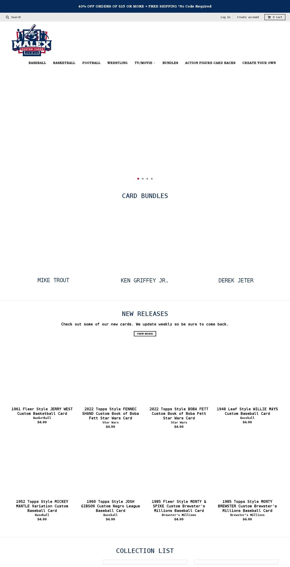 malexcards.com shopify website screenshot