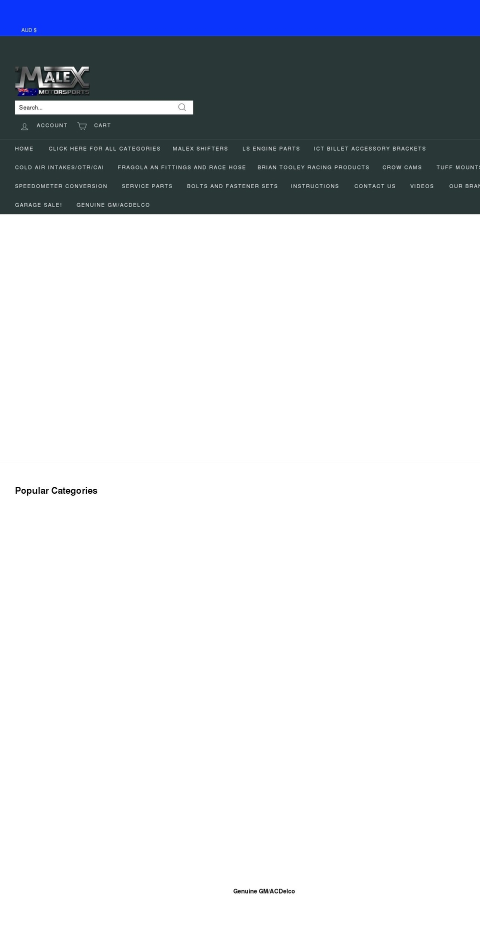 malexmotorsports.com shopify website screenshot