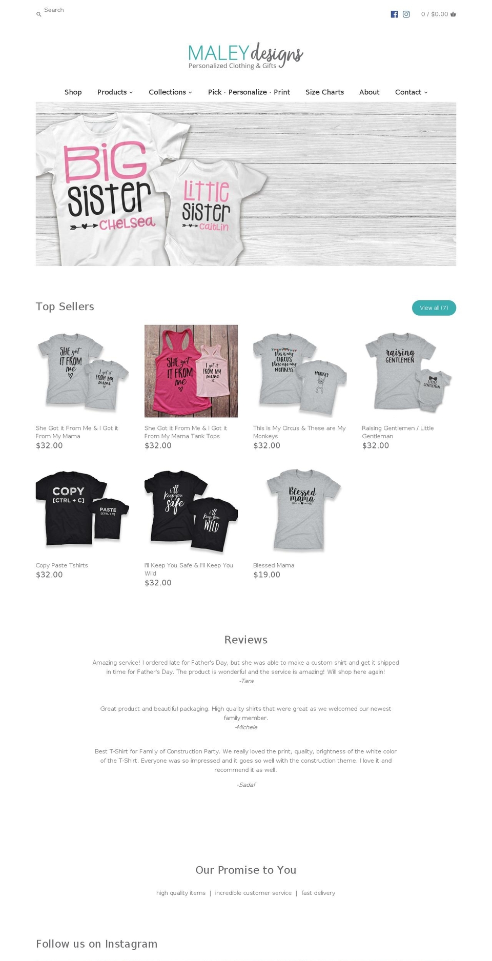 maleydesigns.com shopify website screenshot