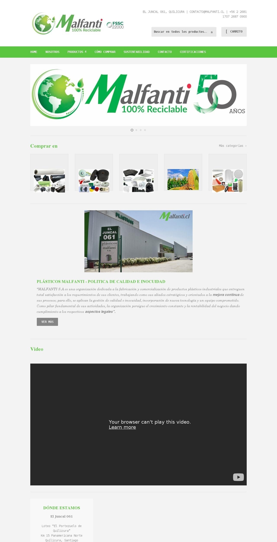 malfanti.cl shopify website screenshot