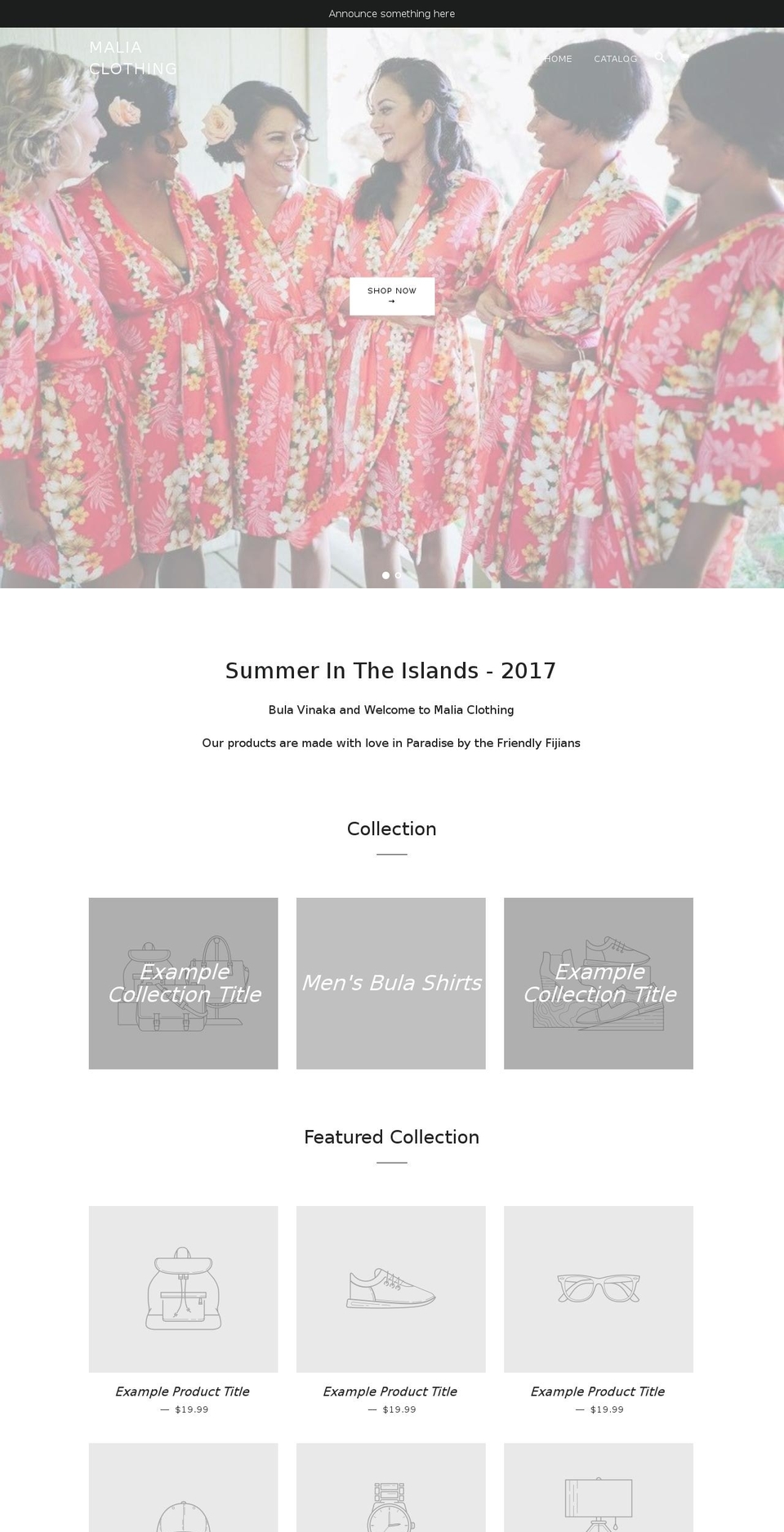 maliaclothing.com shopify website screenshot