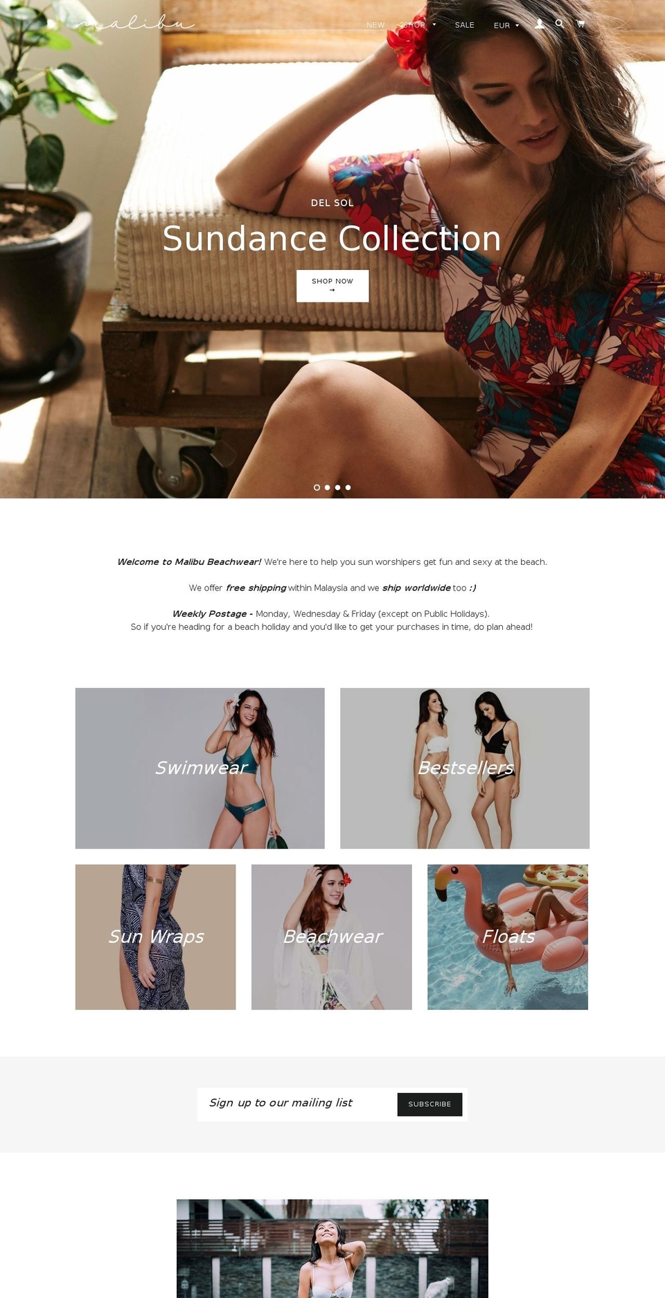 malibu-beachwear.com shopify website screenshot