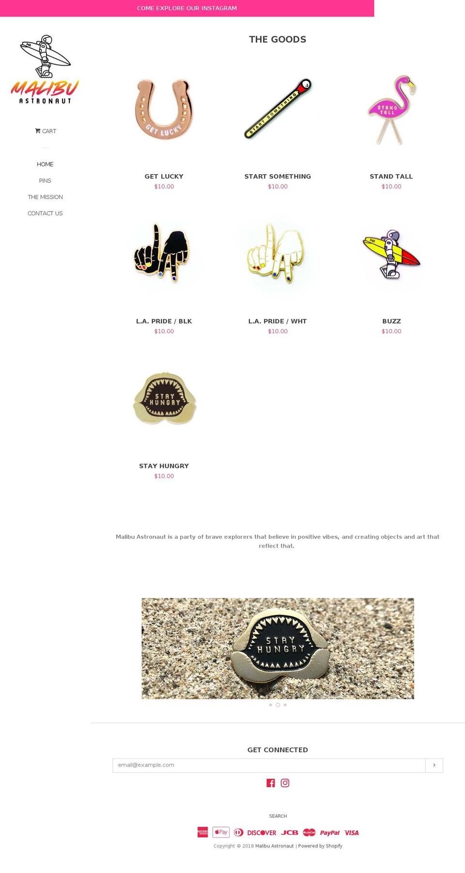 malibuastronaut.com — Shopify storefront screenshot