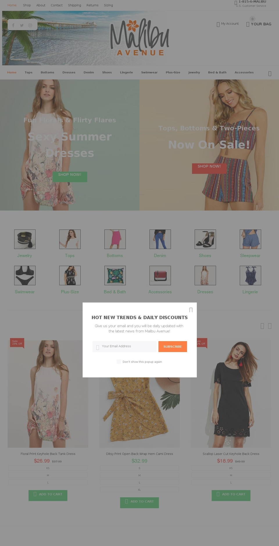 MyShop v1.1.0 Shopify theme site example malibuavenue.com