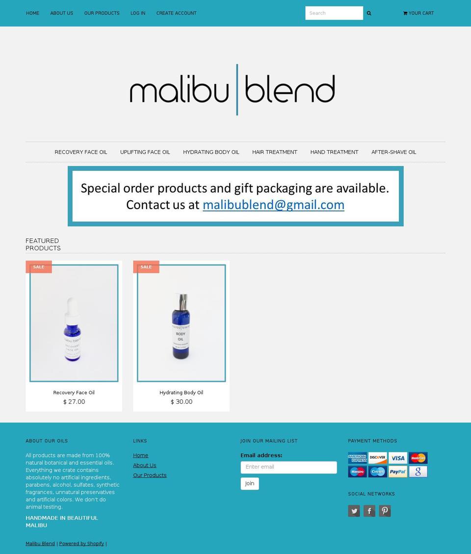 malibublend.com — Shopify storefront screenshot
