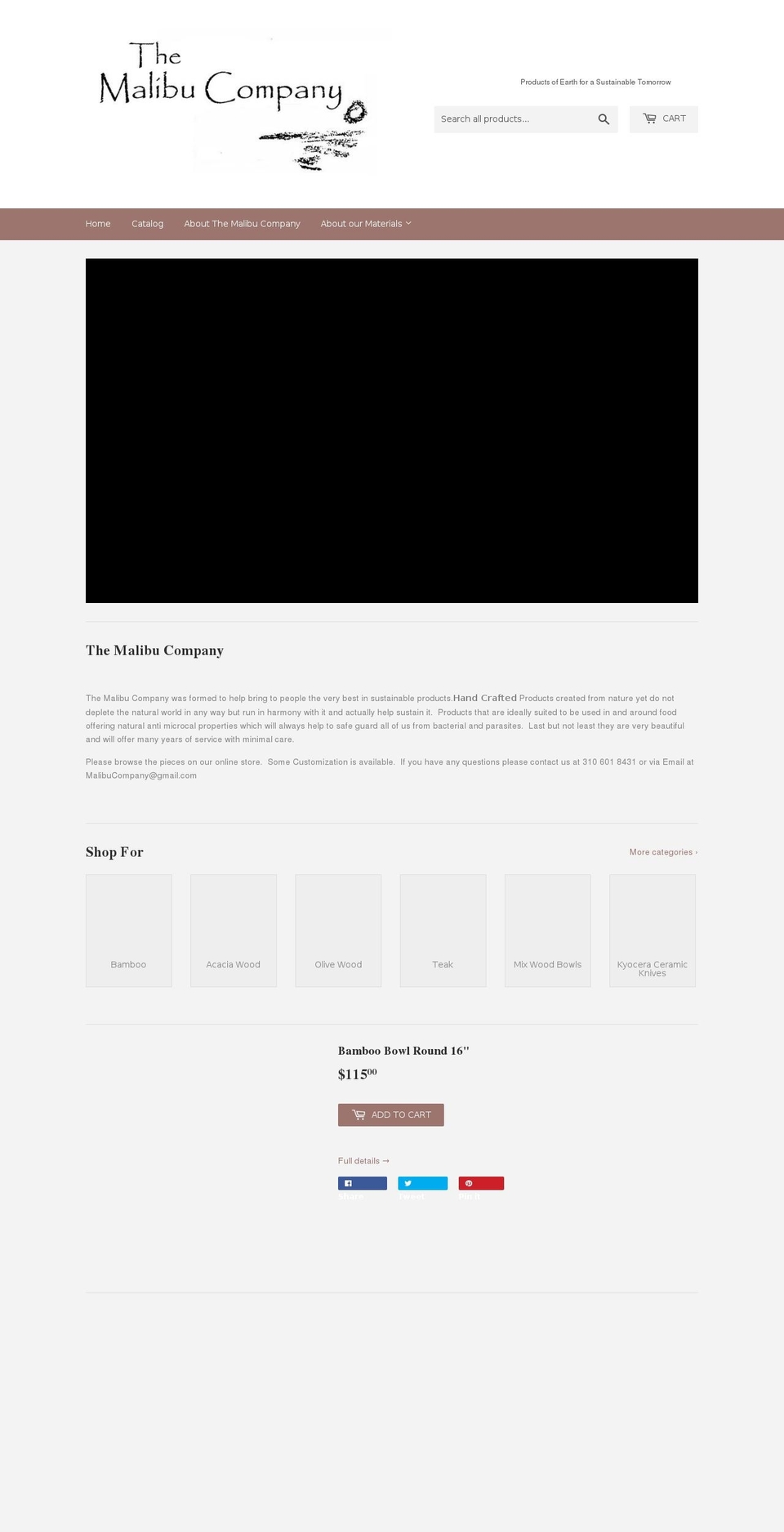 malibucompany.com shopify website screenshot