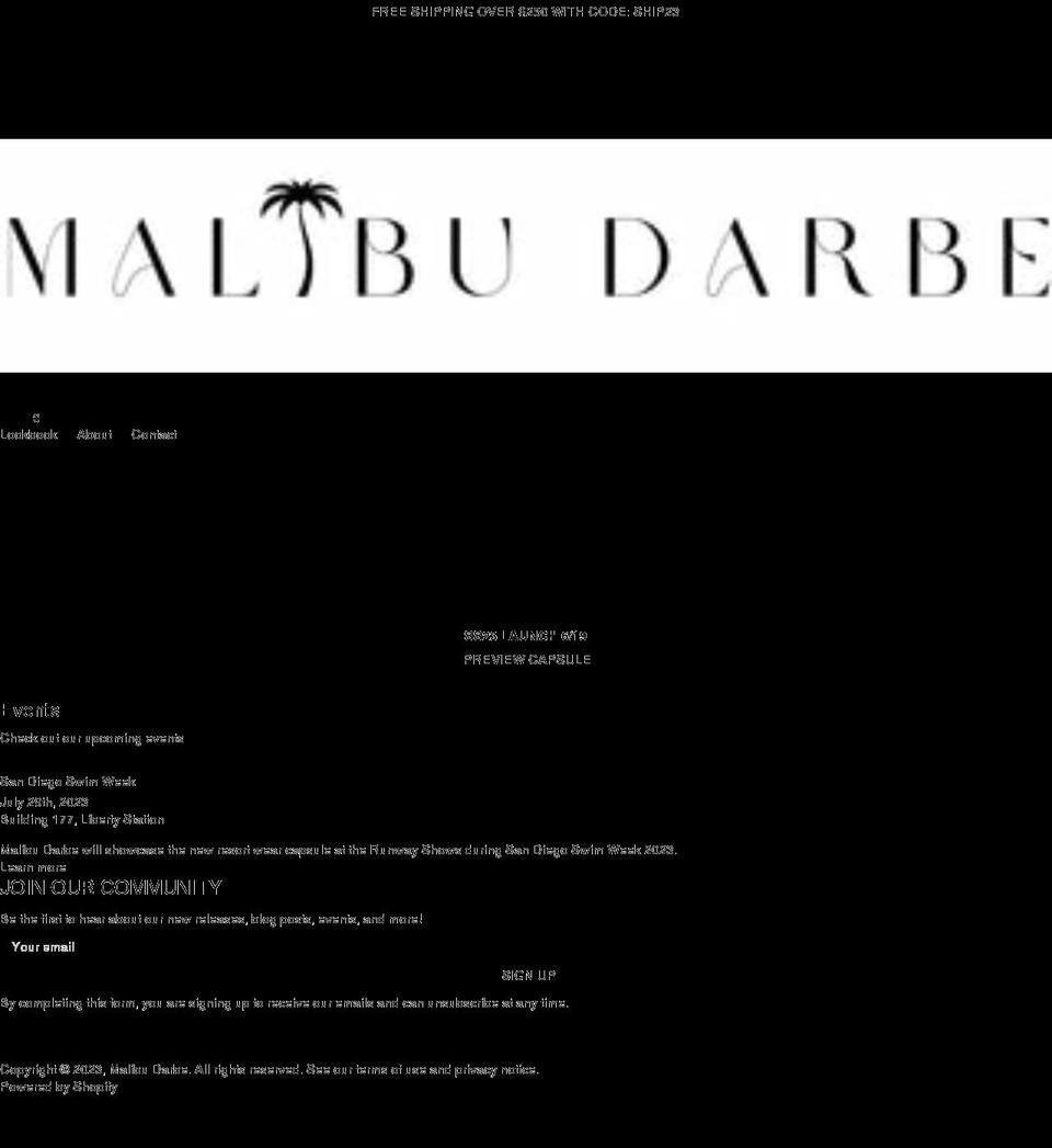 malibudarbe.com shopify website screenshot