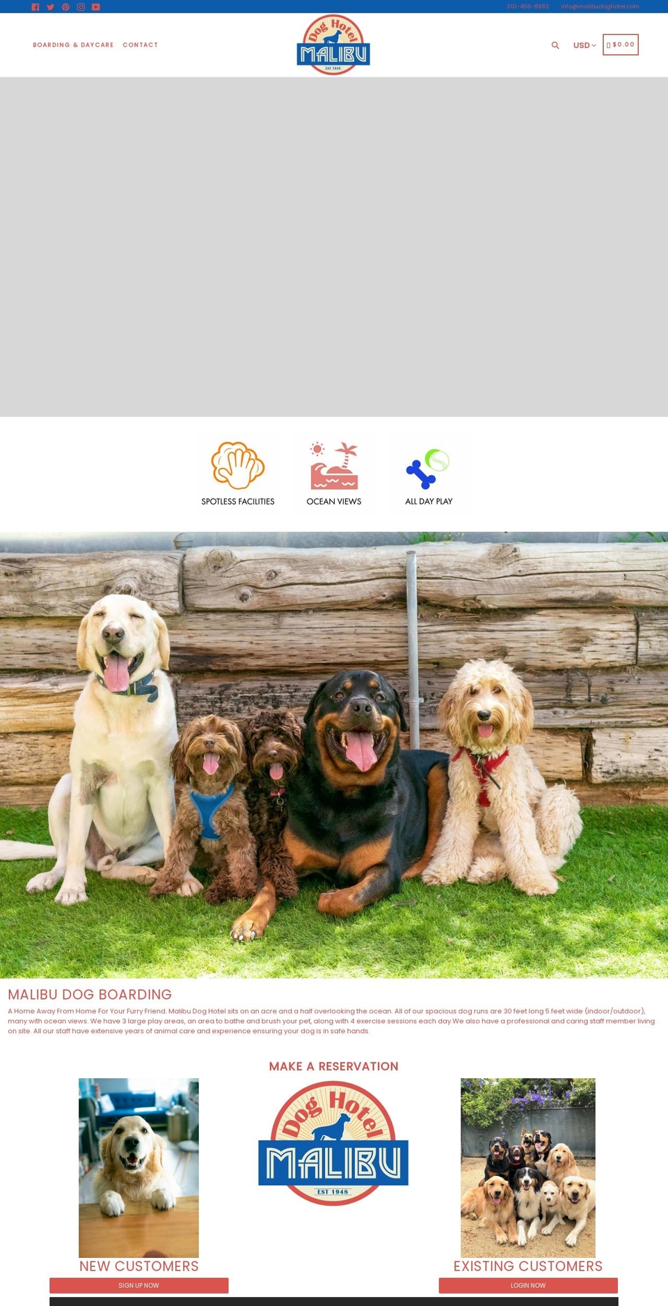 malibudoghotel.com shopify website screenshot