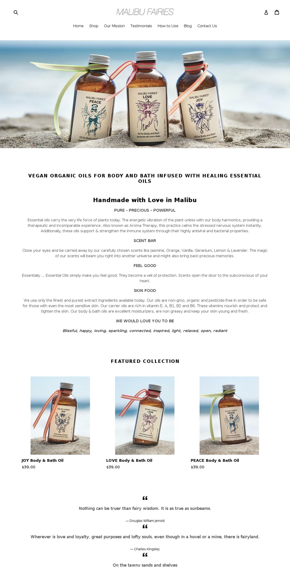 malibufairies.com — Shopify storefront screenshot