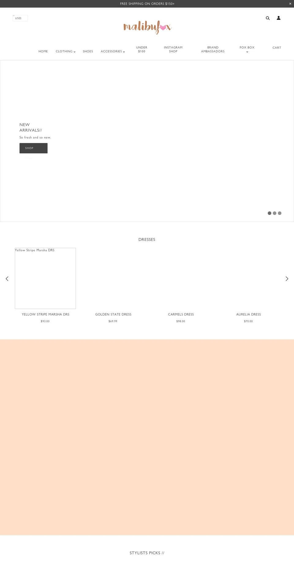 malibufoxshop.com shopify website screenshot