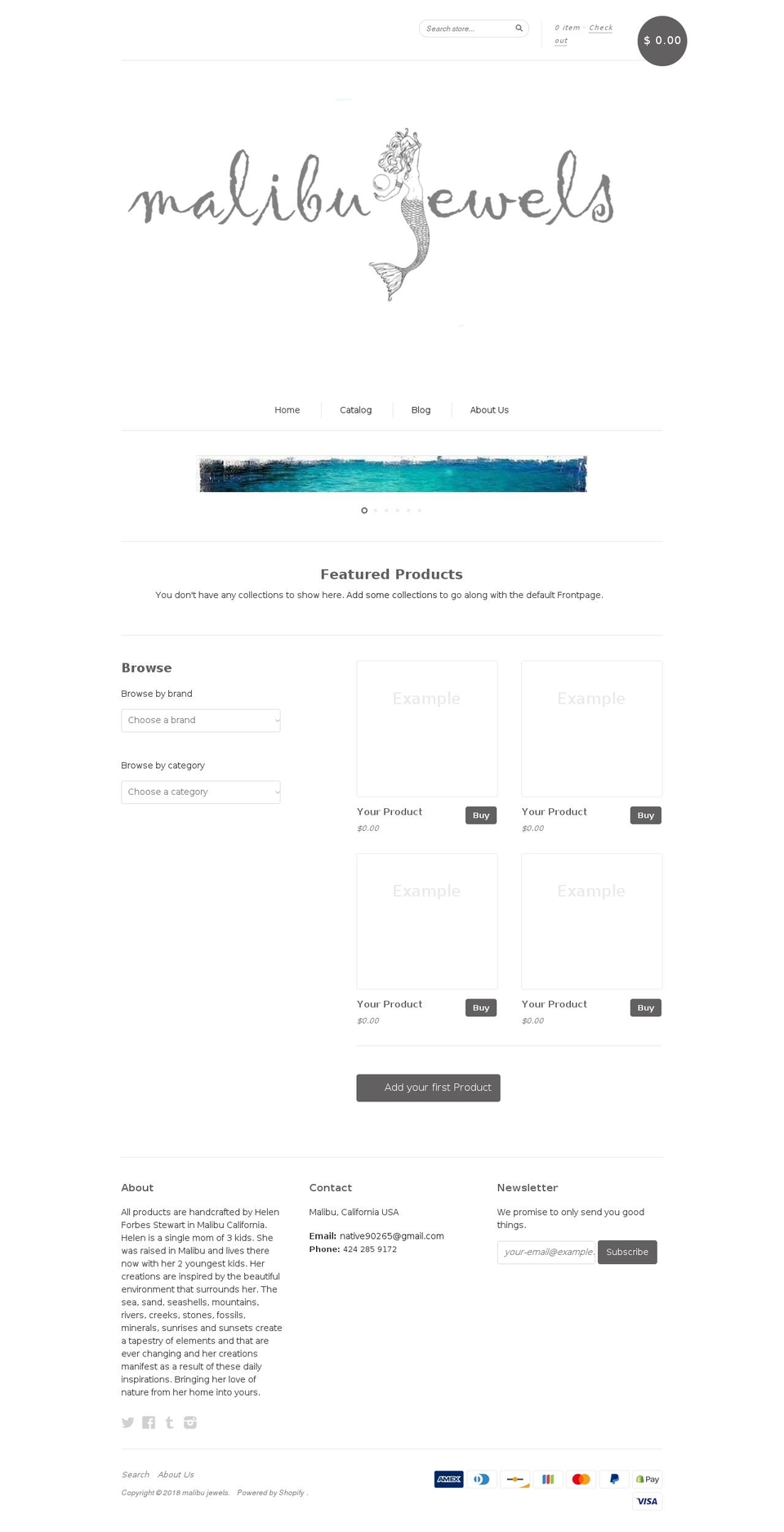 malibujewels.com shopify website screenshot