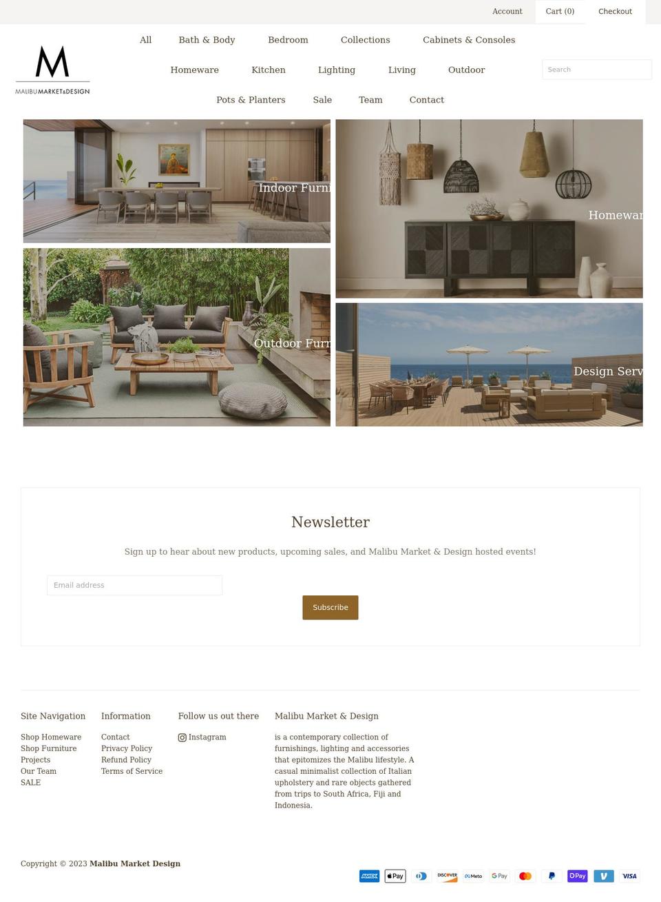 malibumarketdesign.com shopify website screenshot