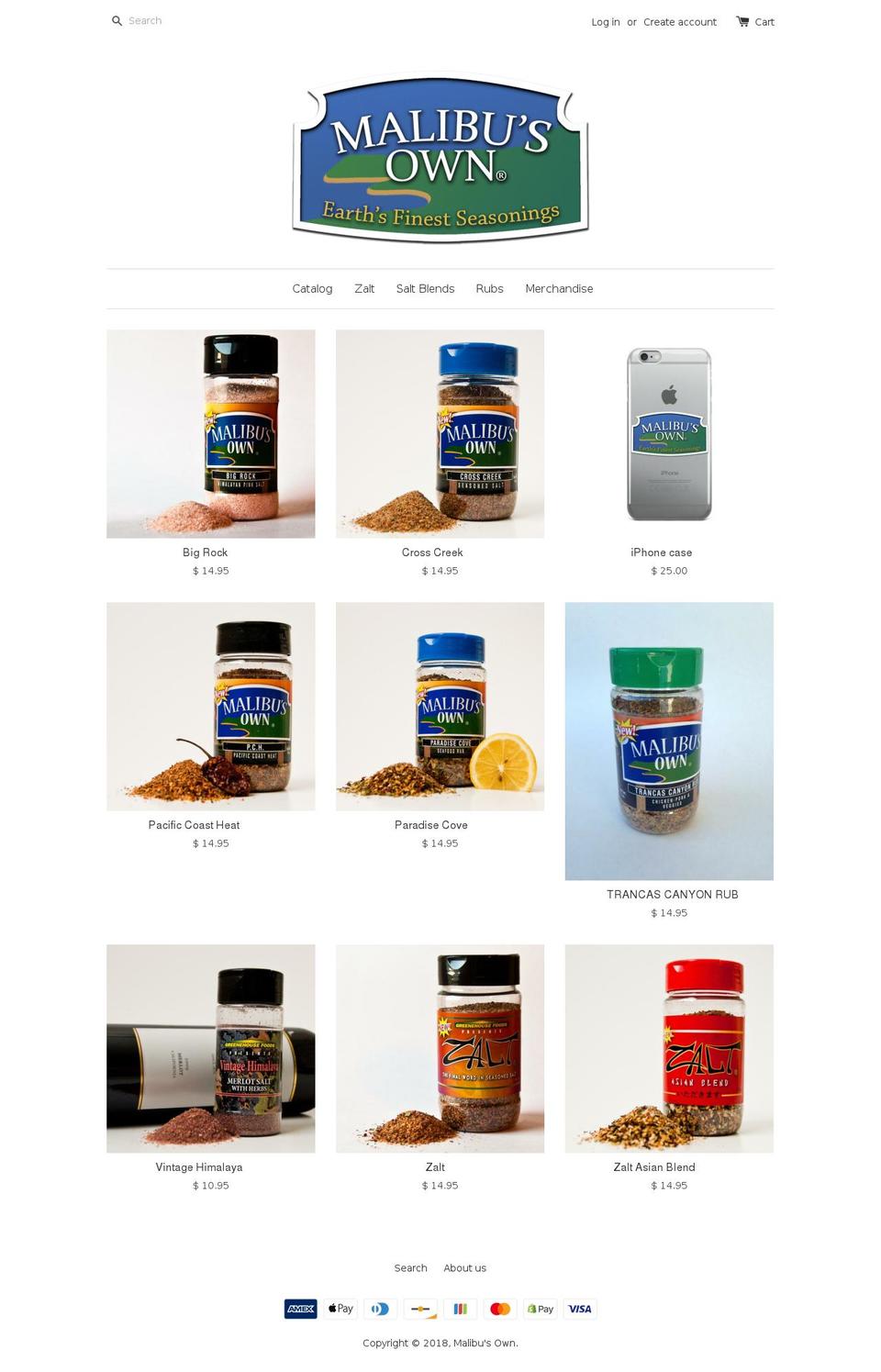 malibusown.com shopify website screenshot