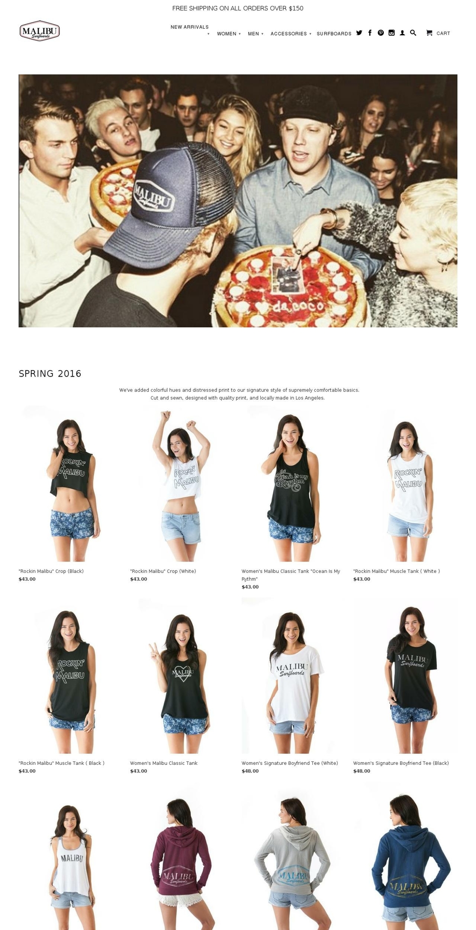 malibusurfboards.com shopify website screenshot