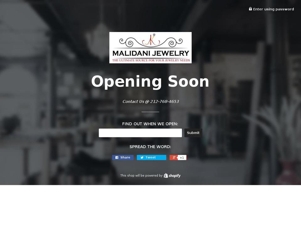 malidanijewelry.com shopify website screenshot