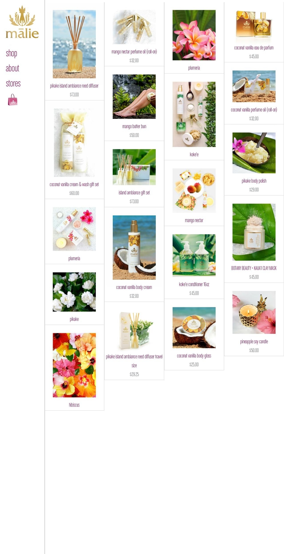 maliekauai.com — Shopify storefront screenshot
