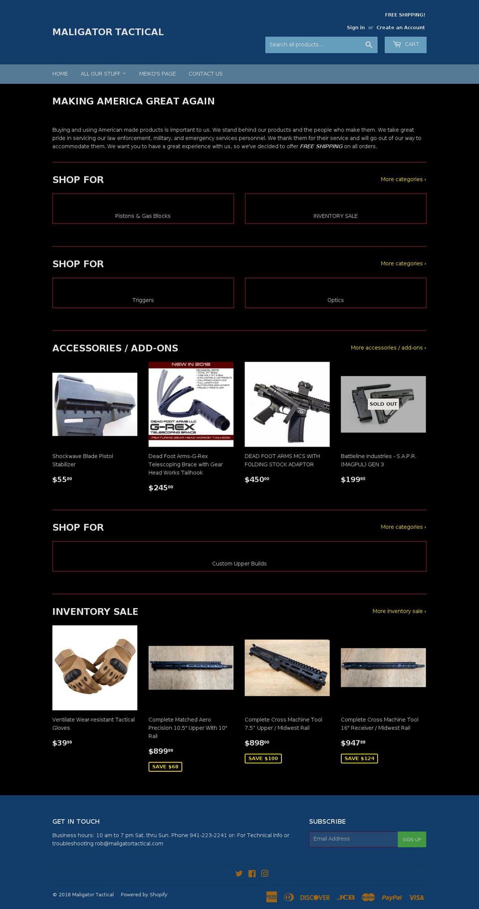 maligatortactical.com — Shopify storefront screenshot