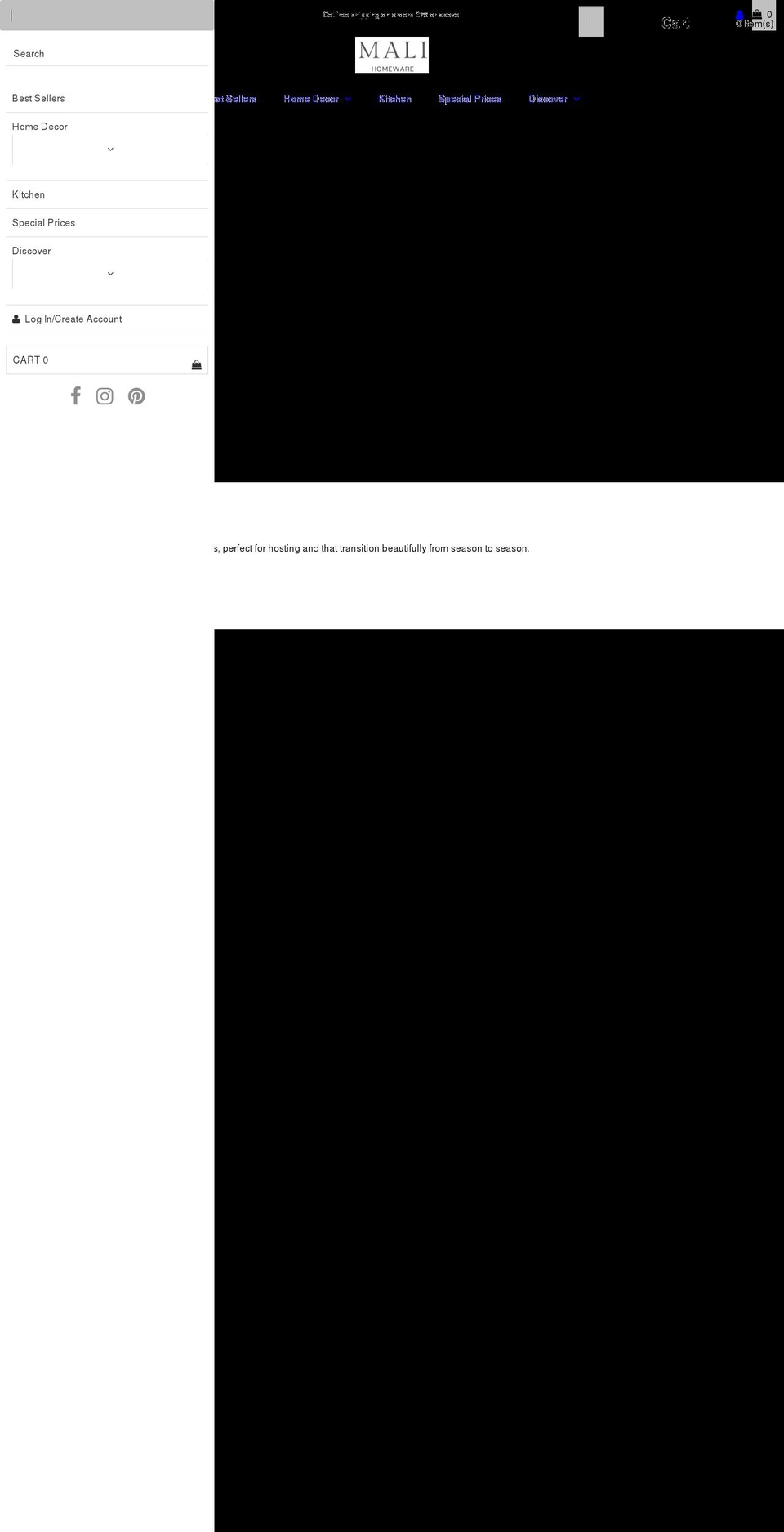 malihomeware.com shopify website screenshot