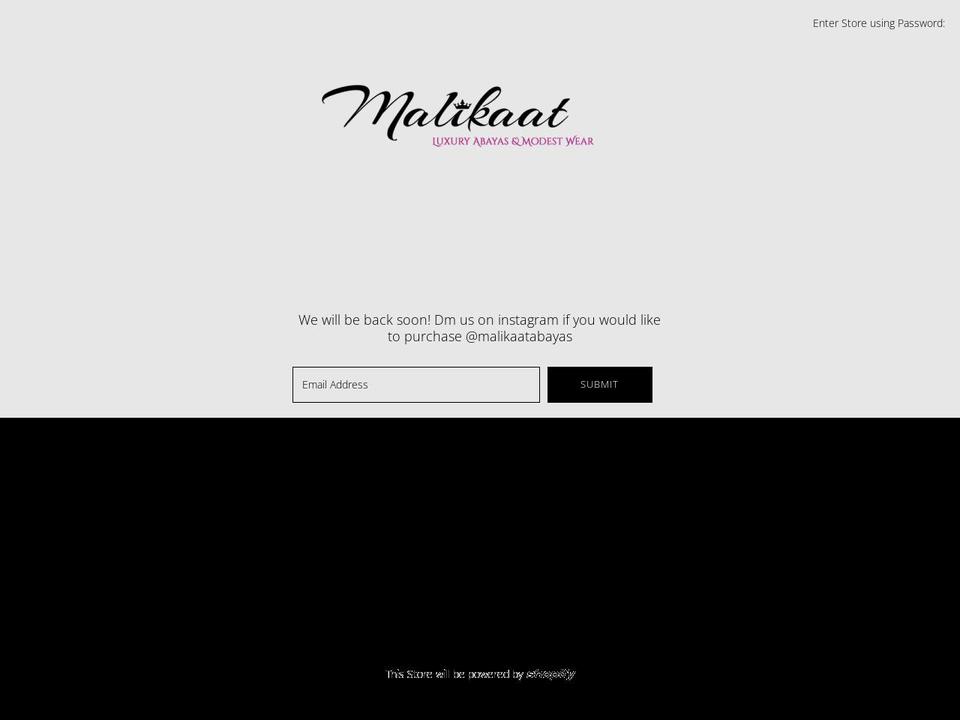 malikaatabayas.com — Shopify storefront screenshot