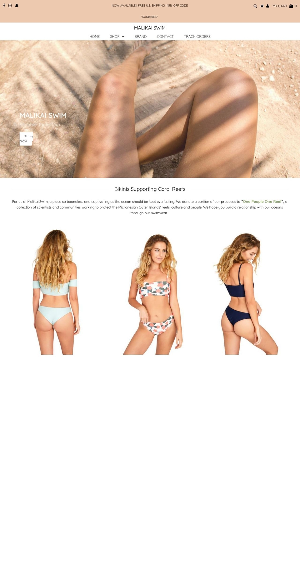 malikaiswim.com — Shopify storefront screenshot