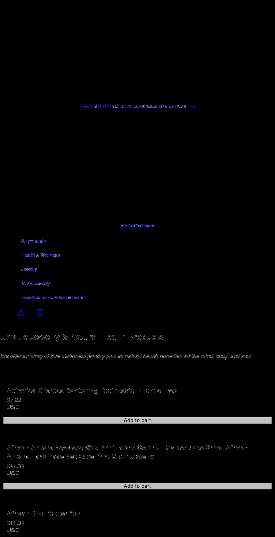 maliksfashions.com shopify website screenshot