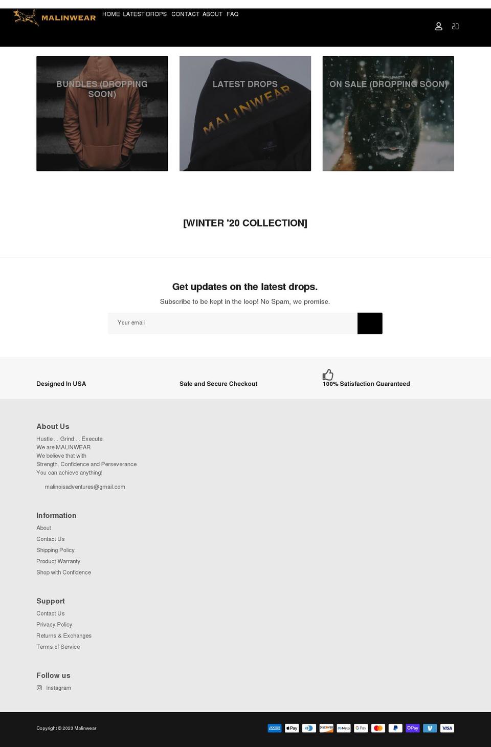 malinwear.com shopify website screenshot
