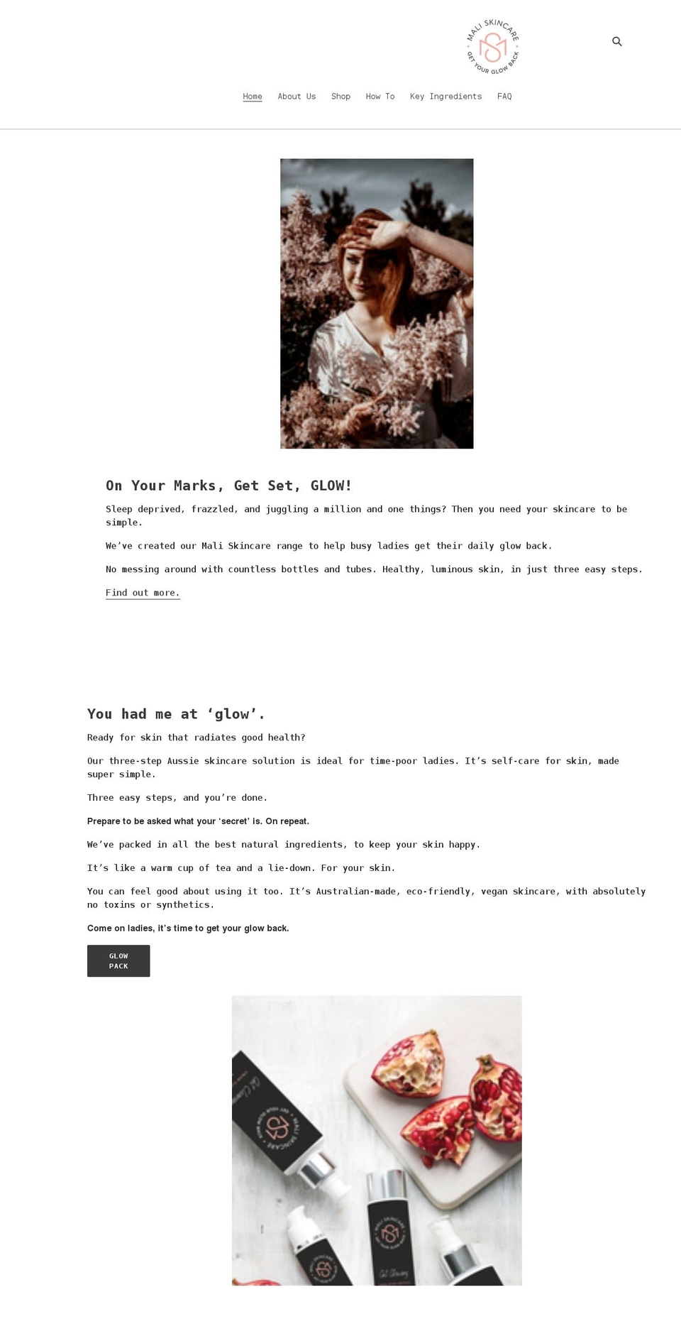 maliskincare.com.au shopify website screenshot