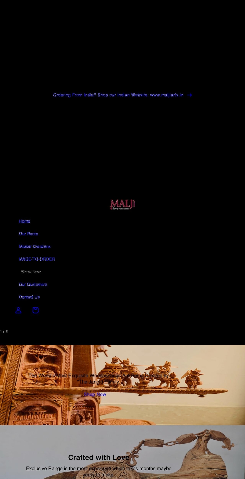 maljiarts.com shopify website screenshot