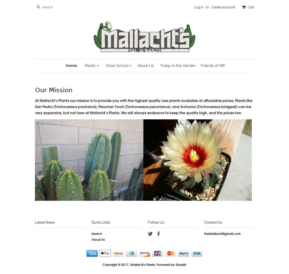 mallachtsplants.com shopify website screenshot