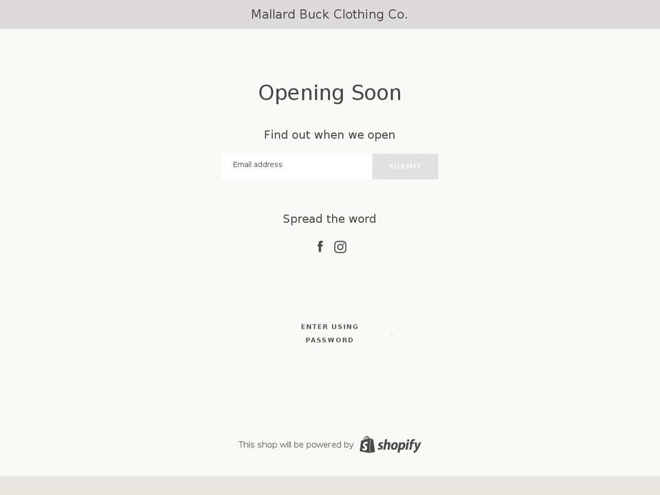 mallardbuckclothing.com — Shopify storefront screenshot
